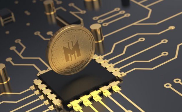 有點像比特幣一樣的ps樣機(jī)場景，可用于紀(jì)念硬幣上的logo展示樣機(jī)素材